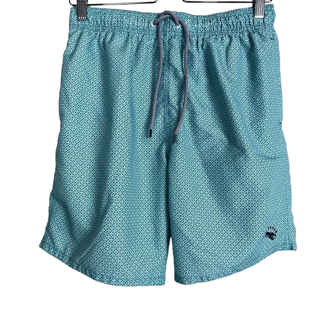 Ted Baker London Swim Trunks‎ Mens Teal White Geometric Lobster Print Shorts M